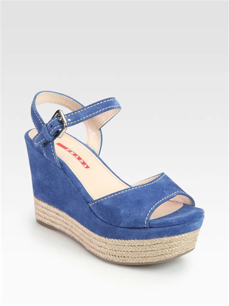 prada suede espadrille wedge|prada espadrille flat sandals scarlatto.